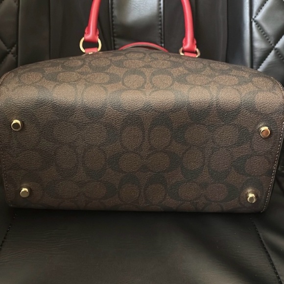 Coach Rowan Satchel in Signature Canvas (Brown and Red) - Picture 6 of 6